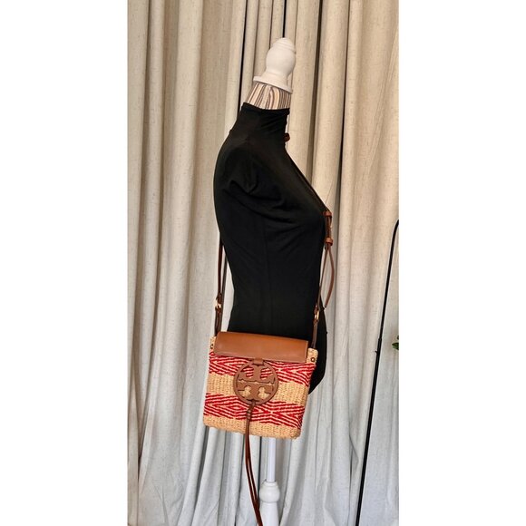 ✺ AUTHENTIC TORY BURCH RED STRIPED MILLER SHOULDER BAG/CROSSBODY - Picture 10 of 13